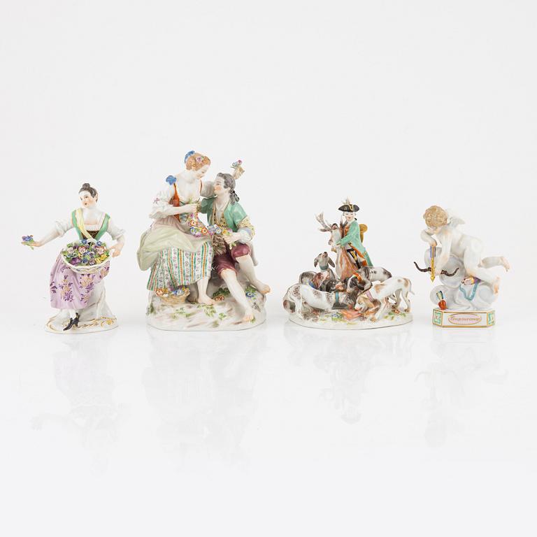 Meissen, figurines, 4 pcs, porcelain, circa 1900.