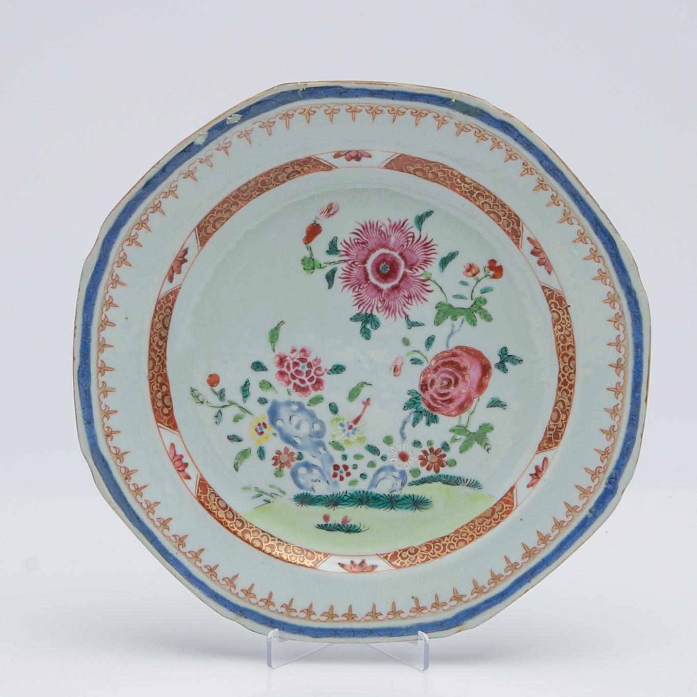Tallrikar, 5 st, porslin, Kina, Qianlong (1736-95).