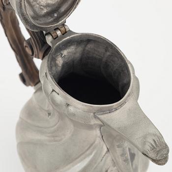 A pewter coffee pot, Rococo, 18th Century.