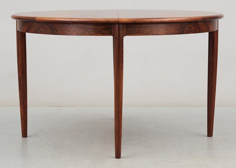 A Niels Ole Møller palisander dining table and nine chairs, J.L. Møller, Denmark 1950's-60's.