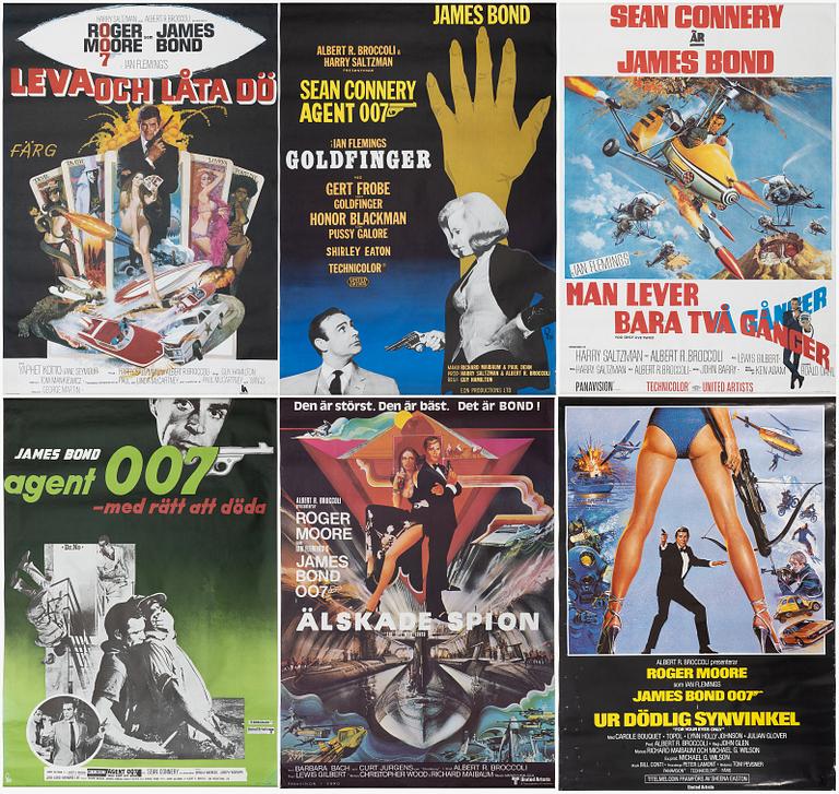 Movie Posters, 6 pcs, James Bond, offset.