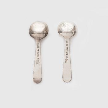 Wiwen Nilsson, Salt spoons, a pair, silver, Anders Nilsson, Lund 1948.