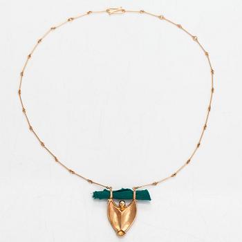 Kimmo Virkkunen, Halsband, 14K guld och textil. Helsingfors 1990.