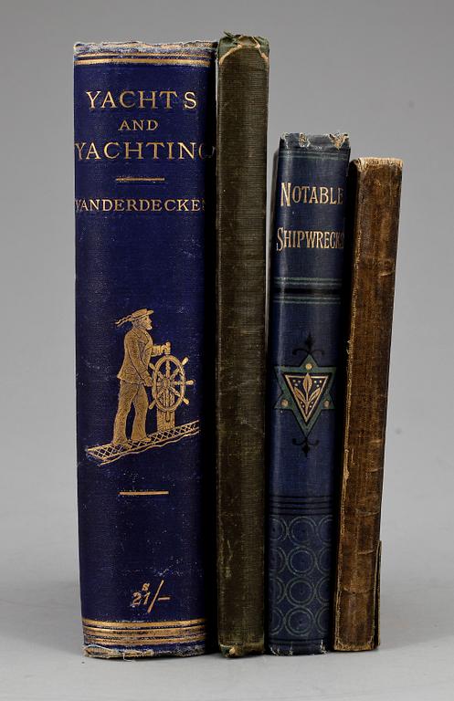 BÖCKER OM NAUTICA, 4 vol, bla "The Art of Rigging..." av George Biddlecombe, London 1848.