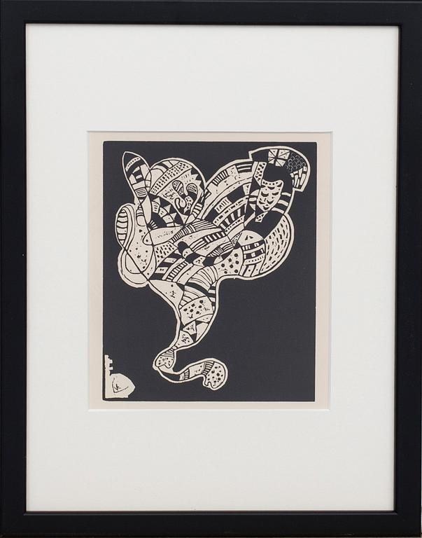 WASSILY KANDINSKY, träsnitt. Signerad i träsnittet.