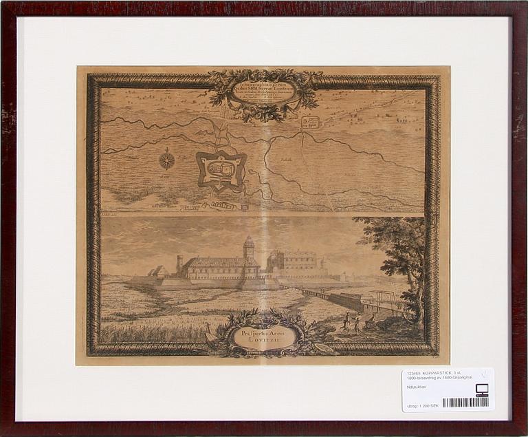 LITOGRAFIER, 3 st, 1800-talsavdrag av 1600-talsoriginal.