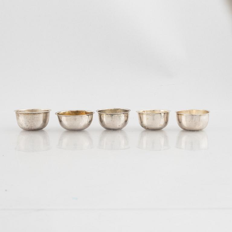 Five Swedish silver tumblers, 18th-19th Century.