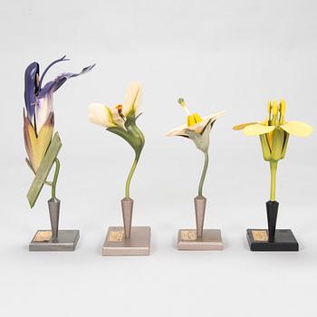 Robert Brendel & Carl Leopold Lohmeyer, A set of 4 educational materials / sculptures, "Botanic Flowers" by R. Bredel. Poland, turn of the 20th century.