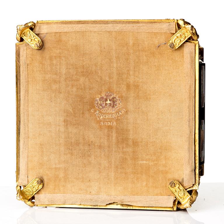 A micro mosaic gilt-bronze box by Cesare Roccheggiani -   Rome, Italy - second half / late c,19th century.