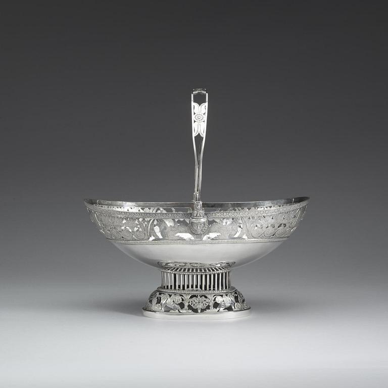 A Swedish 19th century silver basket, marks of Anders Lundqvist, Stockholm 1826.