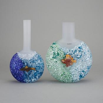 VASER, 2 st, glas, Kjell Engman, Kosta Boda.