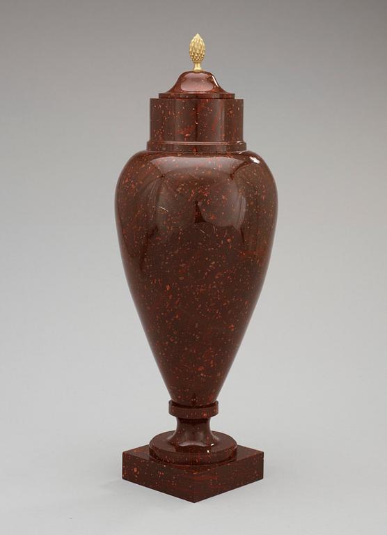 A Swedish early 19th century porphyry urn.