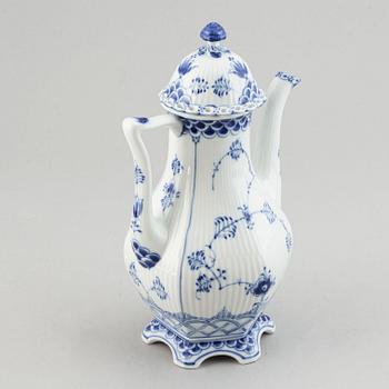 A three piece Royal Copenhagen "Blue Fluted" full lace coffee service.