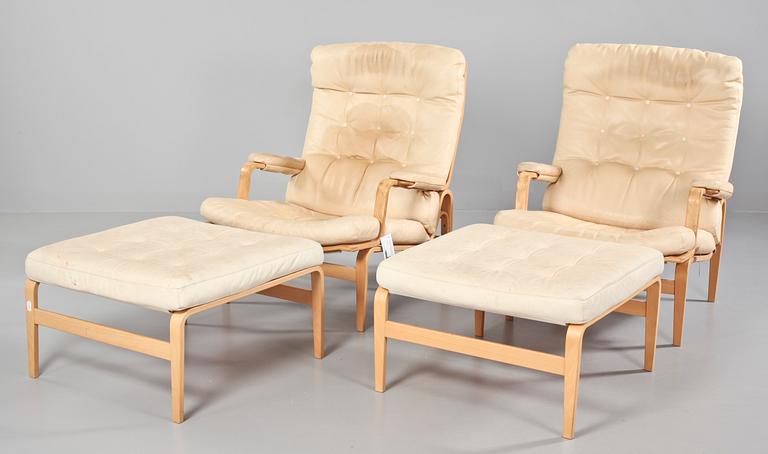 BORD samt FÅTÖLJER MED FOTPALL, ett par, "Ingrid", Bruno Mathsson,