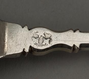 A Norwegen 18th century parcel-gilt spoon, makers mark of av Nicolai Willemsen Horstman (Trondheim 1720-60). Barock-style.