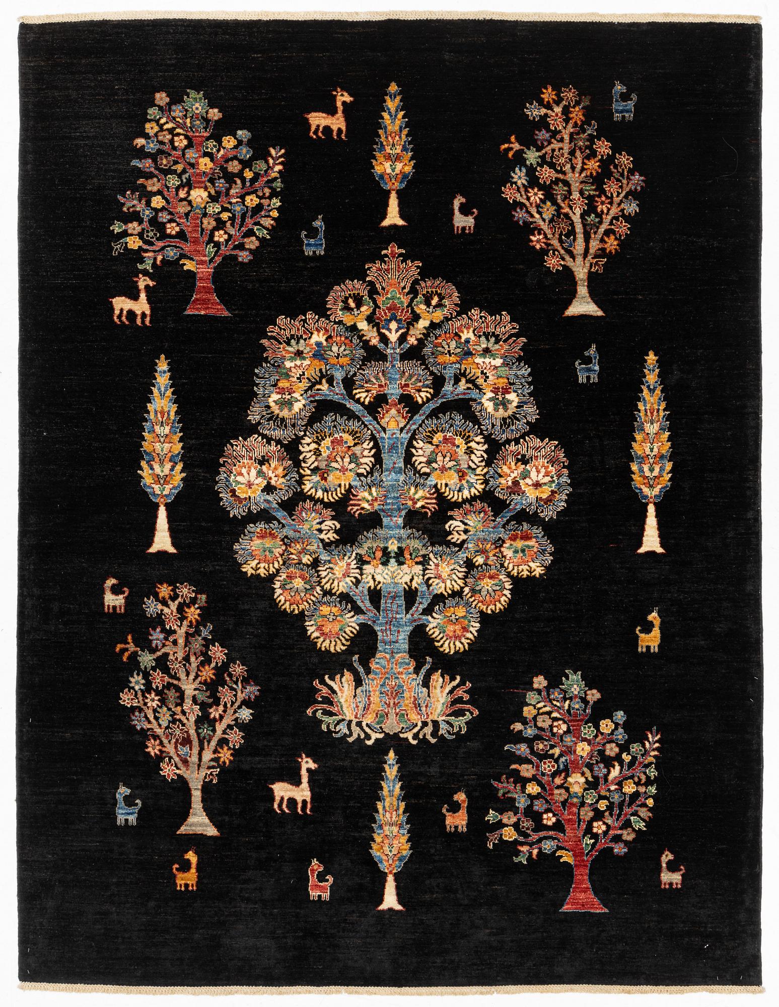 A figural oriental Carpet, circa 263 x 201 cm.