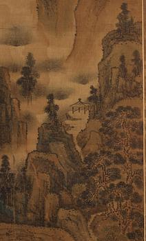 Rullmålning, färg och tusch på siden, signerad “蒋桐” Jiang Tong och med cyklisk datering till jiaxu, 1600/1700-tal.
