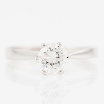 Ring, 18K white gold with brilliant cut diamond.