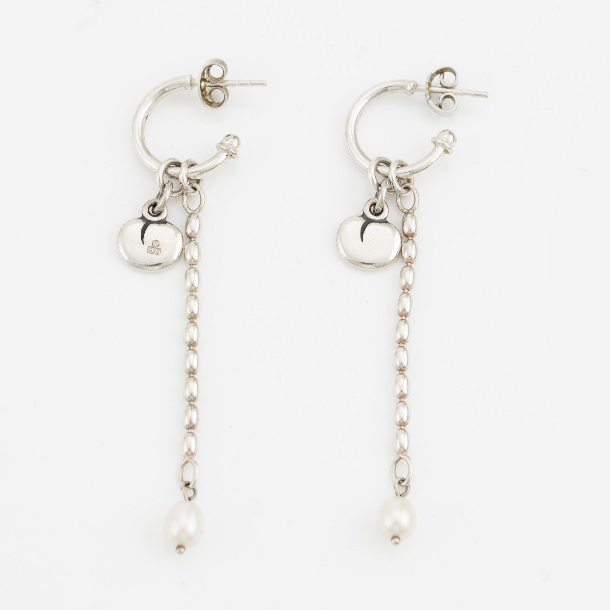 Kalevala, smyckesset, "Linnea Borealis", collier, örhänge samt armband, silver med pärlor.