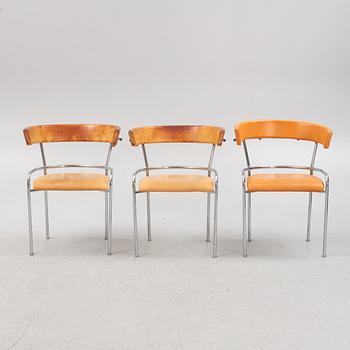 Gunnar Asplund, a set of six leather uphostered 'GA1' armchairs from Källemo, after 1988.