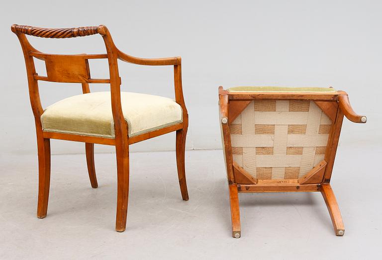 KARMSTOLAR, 1 par, senempire, 1800-talets mitt.