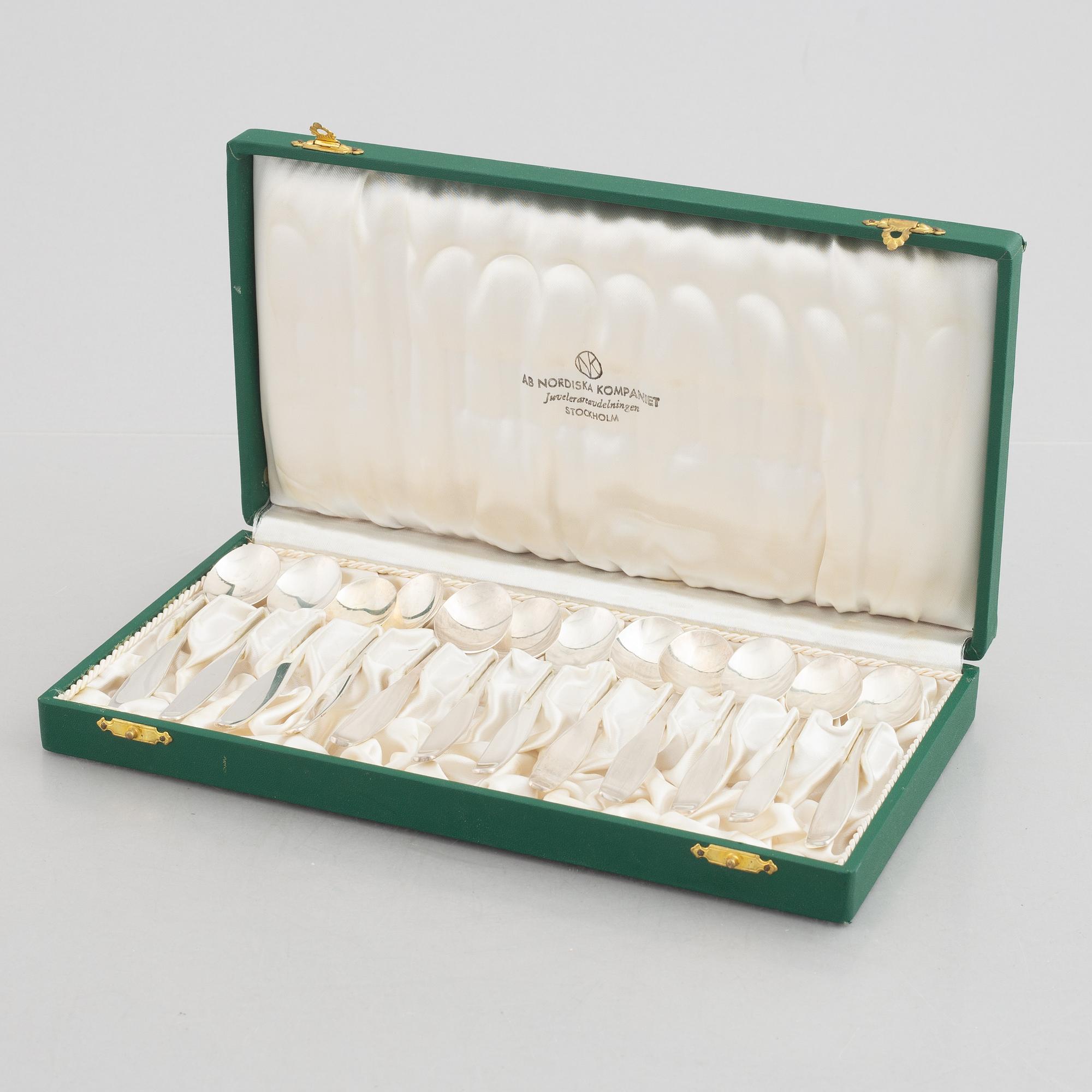 Sigurd Persson, mockaskedar, 12 st, sterlingsilver, "Ultra", Nysilversmedjan Ruben Johansson, Lidköping 1959-1969.