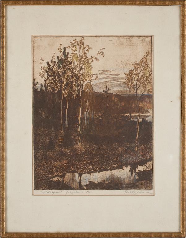 ELSA BJÖRKMAN, träsnitt/kolorerad, sign.