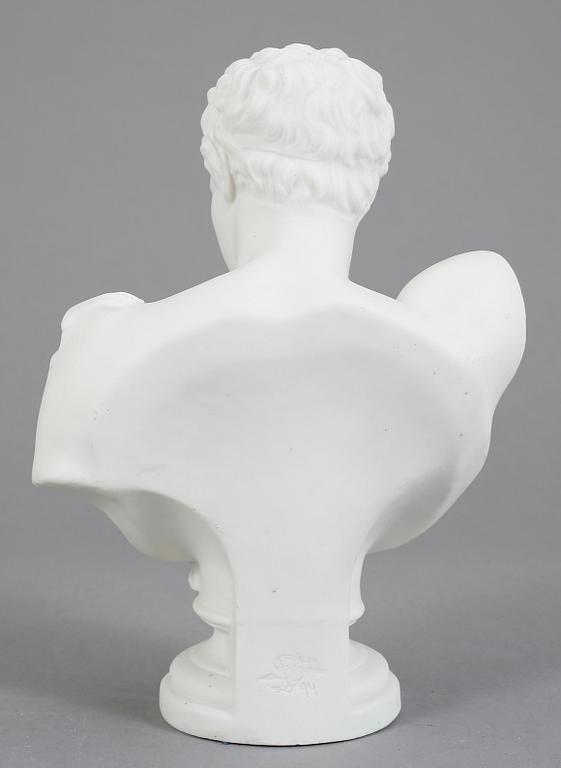 SKULPTUR / BYST, parian, Gustavsberg, daterad 1894.