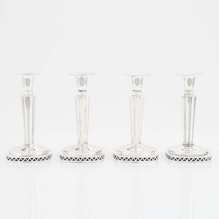 A set of four silver candlesticks by  Tesi, 1955-59.