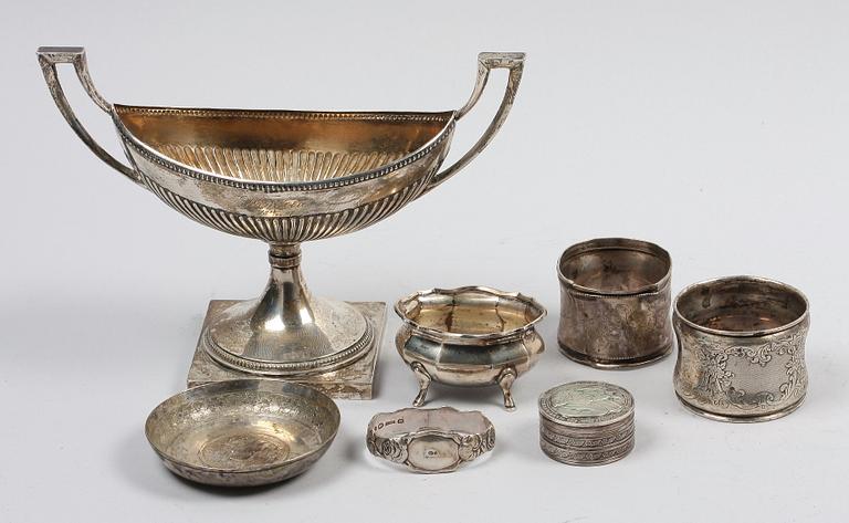 PARTI DIVERSE SILVER, 6 delar, Sverige, England mfl länder, bla stämpel från K. Andersson. 1800/1900-tal.