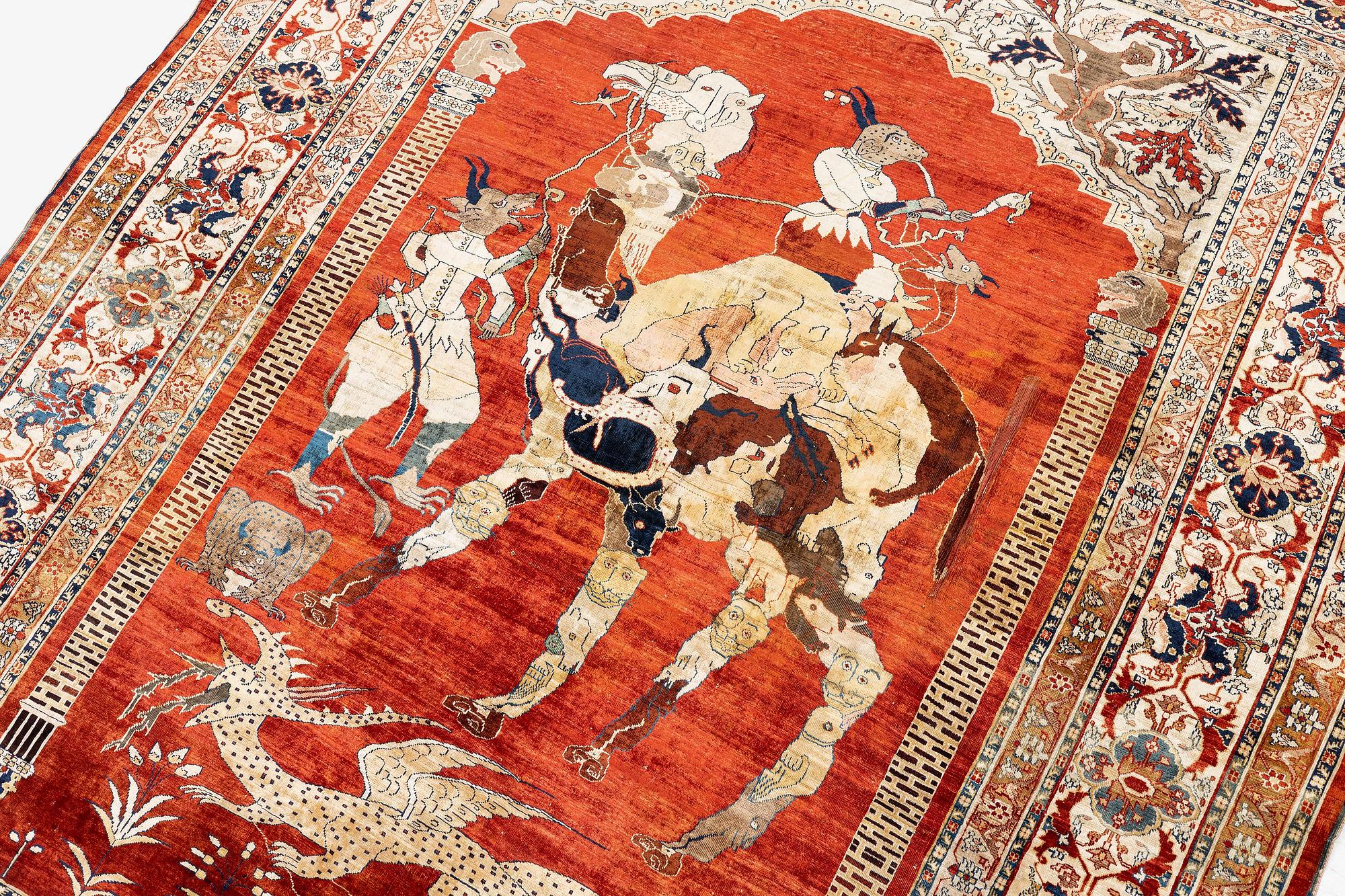 Matta, antik silke Heris, Nordvästra Persien, ca 175 x 140 cm.
