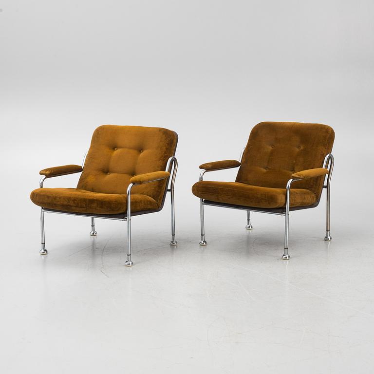 Bo Eigert, a pair of "Stålbo"  armchairs, Firma B. Eigert AB, Hova, Sweden, 1970's.