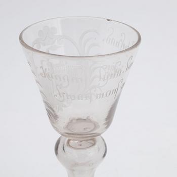 An 18th Century presumably German wine glass.
