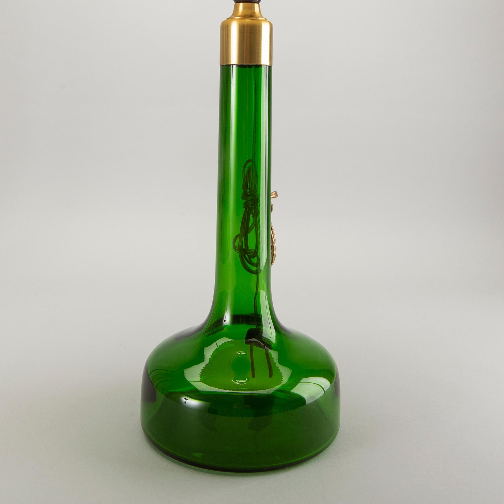 Bordslampa, glas, Holmegaard, Danmark, 1900-talets andra hälft.