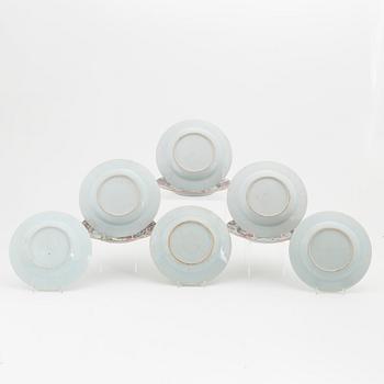 A set of nine Chinese famille rose plates, Qing dynasty, Qianlong (1736-95).