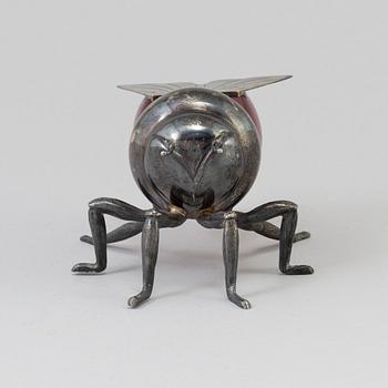 a silver and glass honey jar, possibly bt Mappin & Webb England.