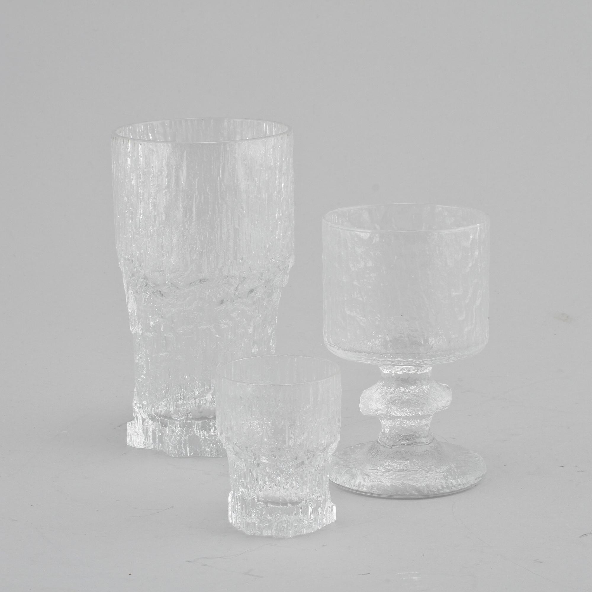 TAPIO WIRKKALA, 18 glases made by Iittala, the second half of the 20th century.