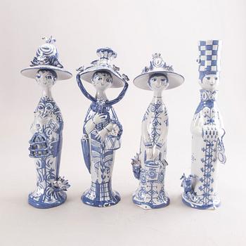 Björn Wiinblad, a set of four glazed signed and dated figurines.