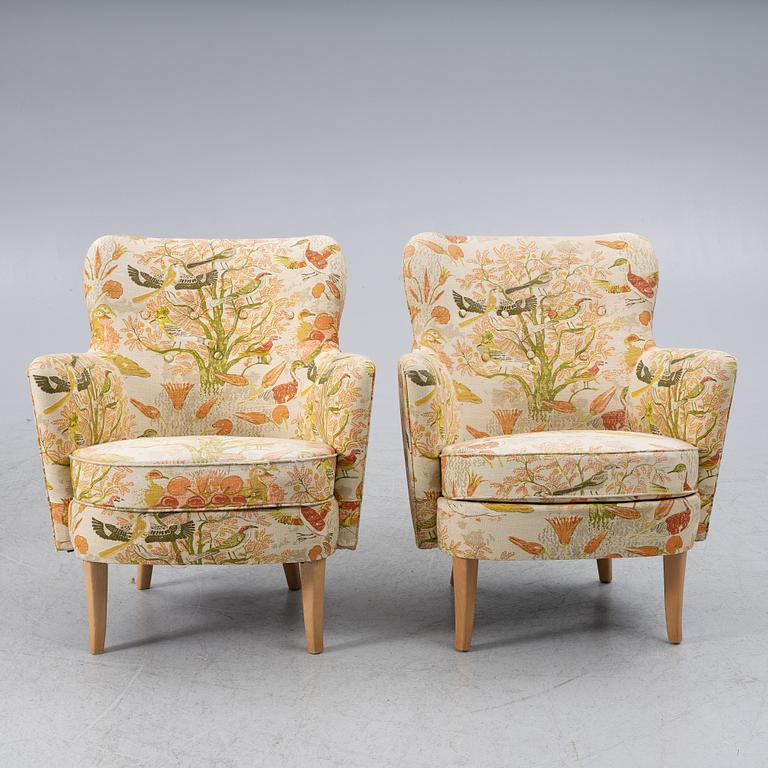 Armchairs, a pair, OH Sjögren, Tranås, second half of the 20th century.