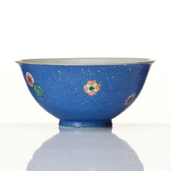 A blue sgrafitto bowl, Qing dynasty with Qianlong mark.