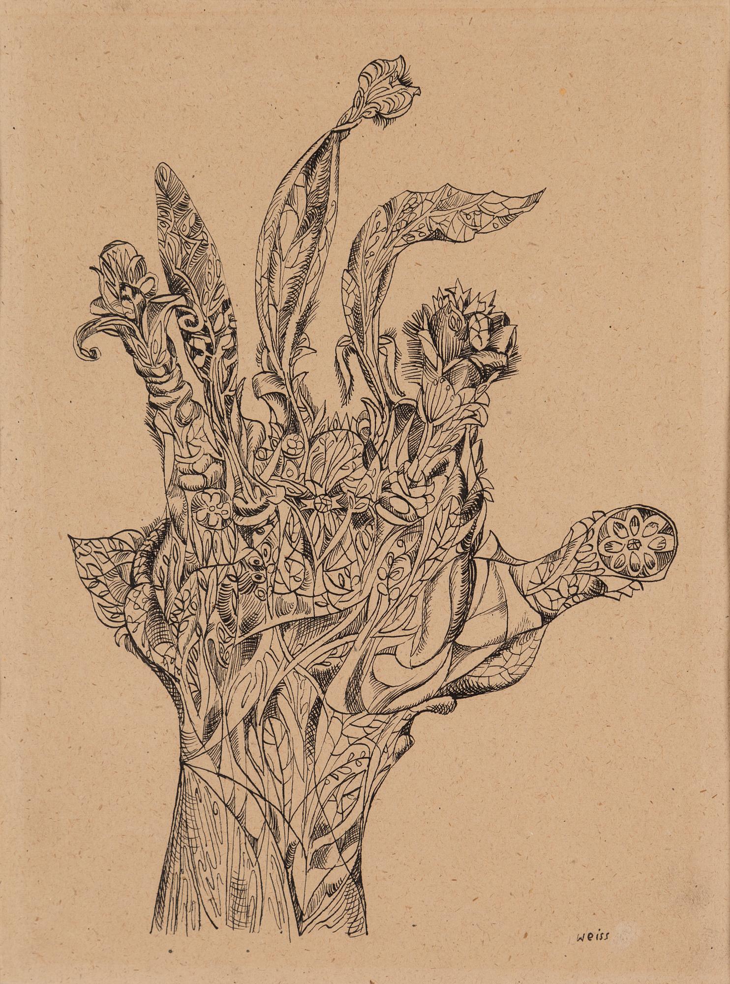 PETER WEISS, ink on paper, signed Weiss, 1947.