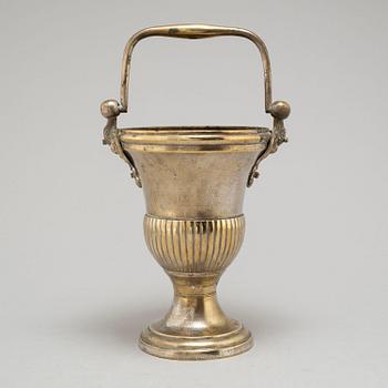 AN 18TH CENTURY SILVERED BRONZE HOLY WATER BOWL.