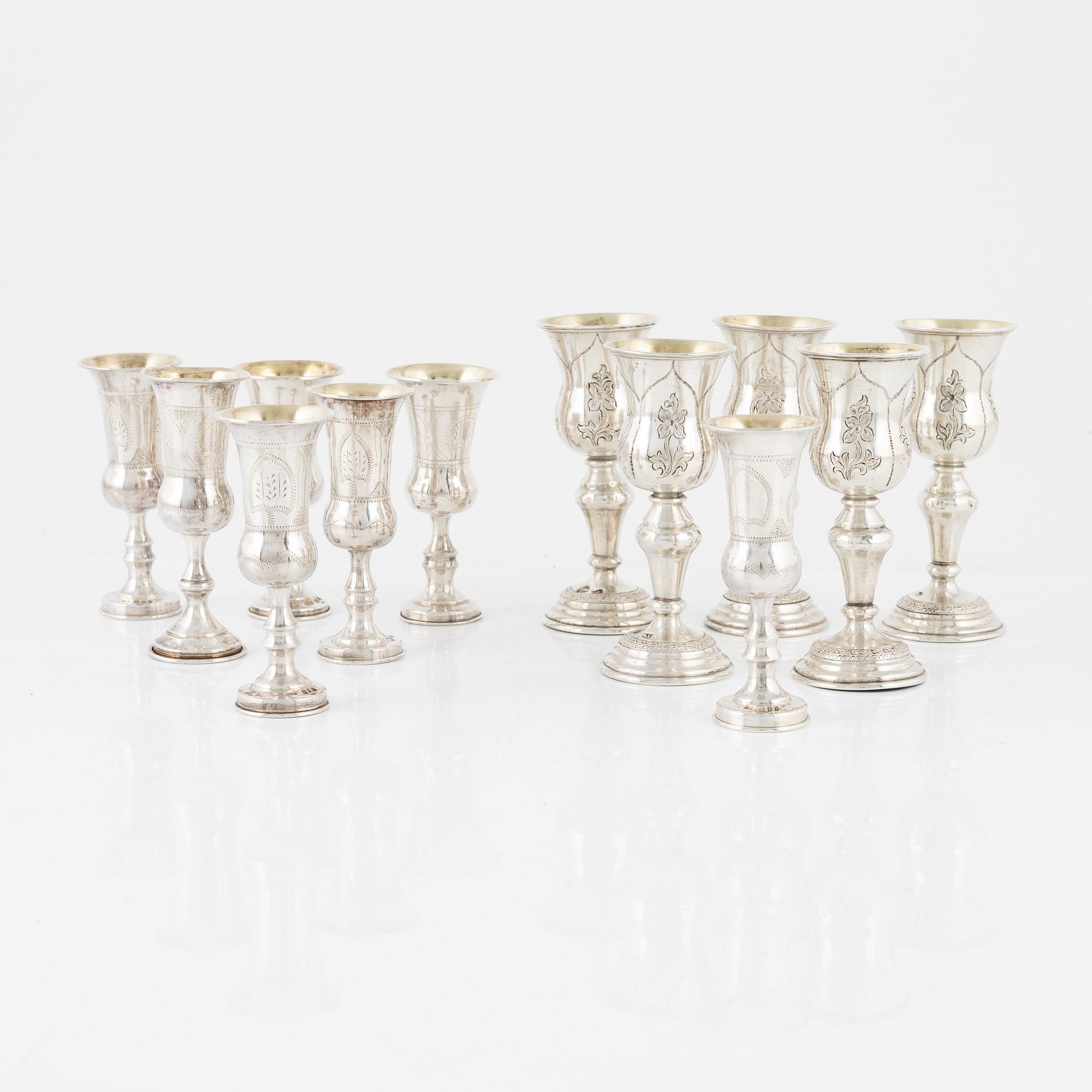 Supkalkar, 12 st, silver, Österrike och England, 1800-1900-tal.