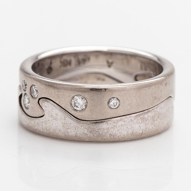 Georg Jensen, Ring "Fushion", 18K guld och diamanter ca 0.13 ct totalt. Danmark.
