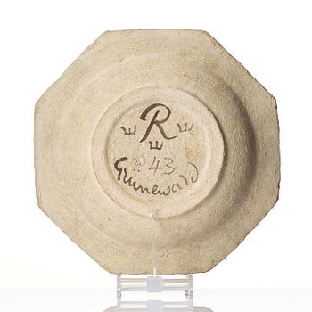 Isaac Grünewald, a chamotte stoneware bowl, Rörstrand, 1943.