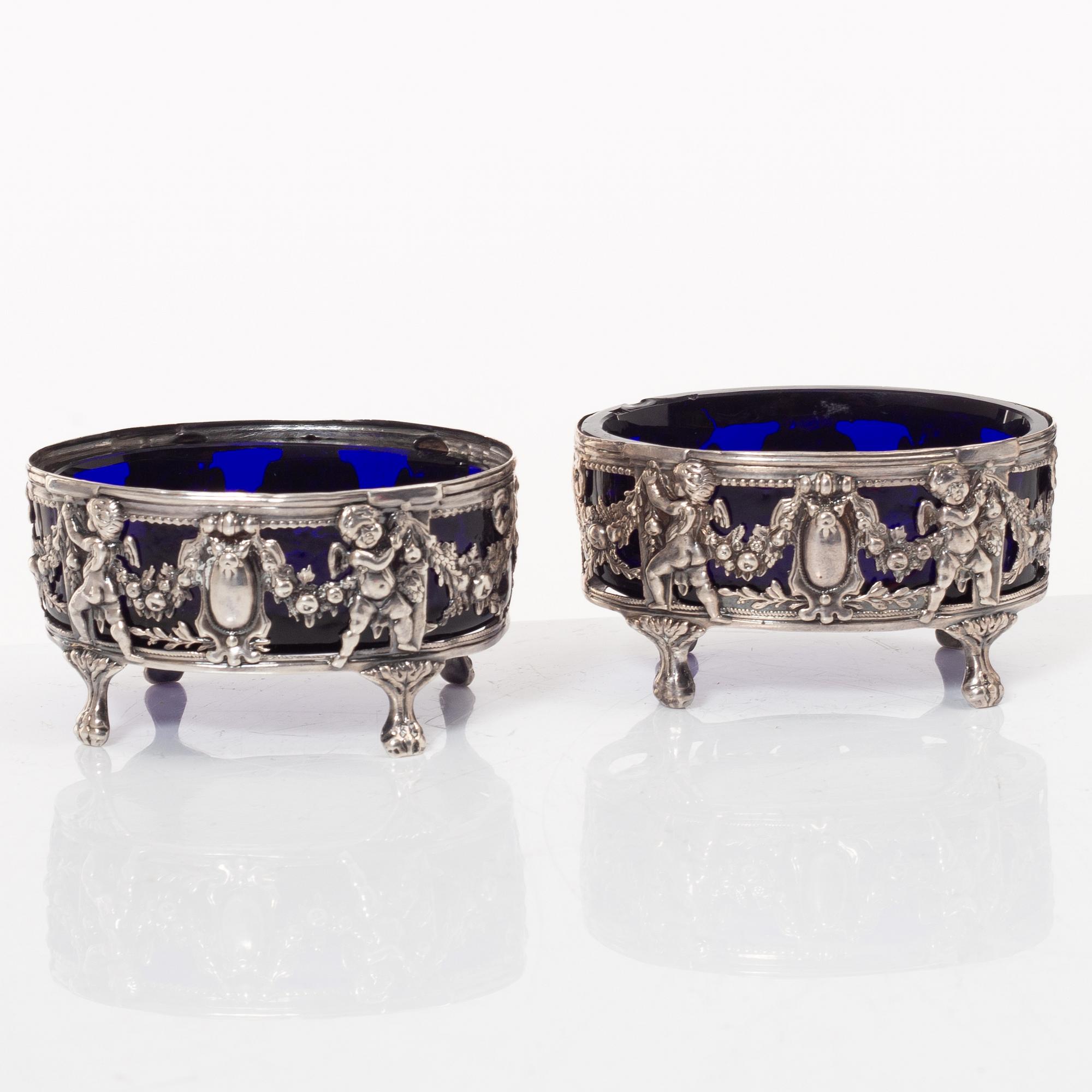 A. Louis Casse, salt cellars, a pair, silver, Paris, 1784.