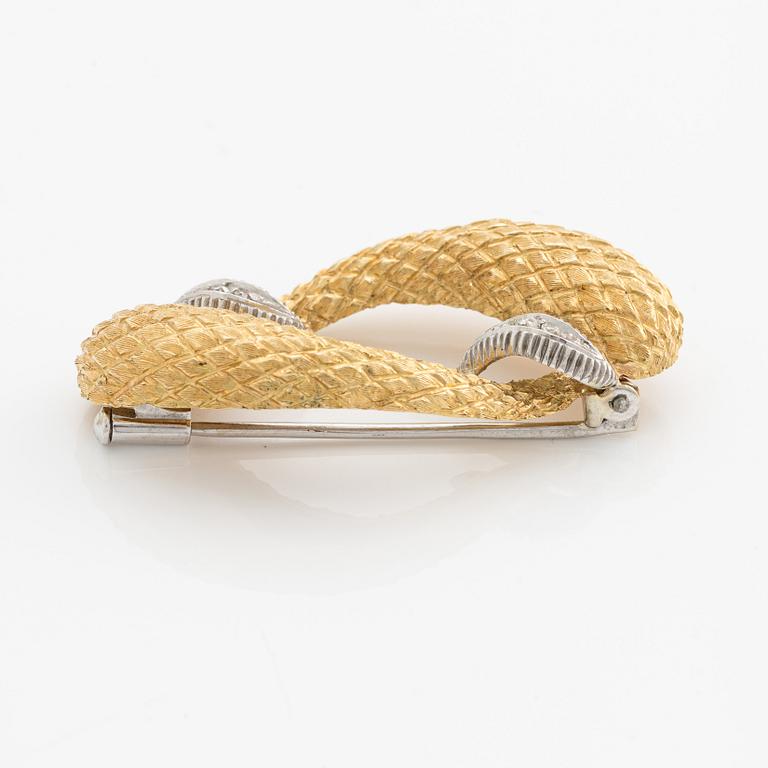 Brosch, 18K guld och diamanter, Italien.
