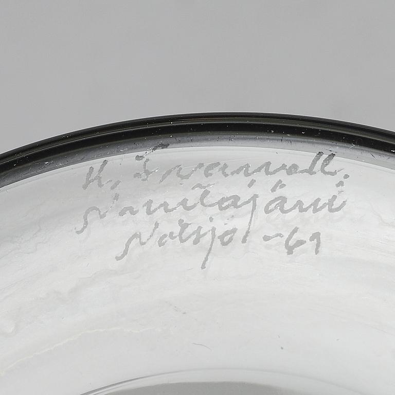 KAJ FRANCK, karaff, glas, signerad K. Franck Nuutajärvi Notsjö och daterad 69.