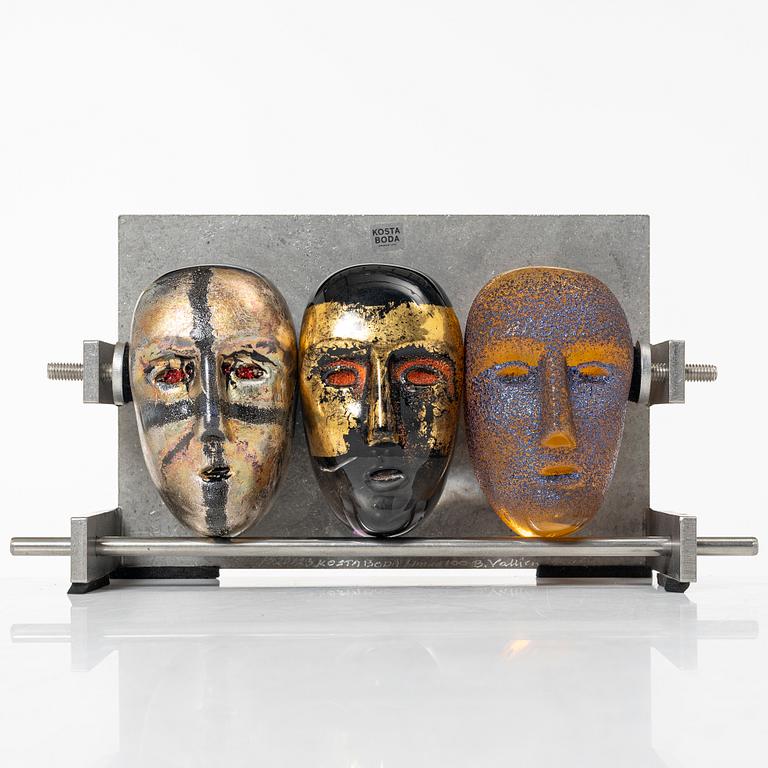 Bertil Vallien, a glass and metal sculpture, "Brains", Kosta Boda, Sweden, limited edition 100, signed.