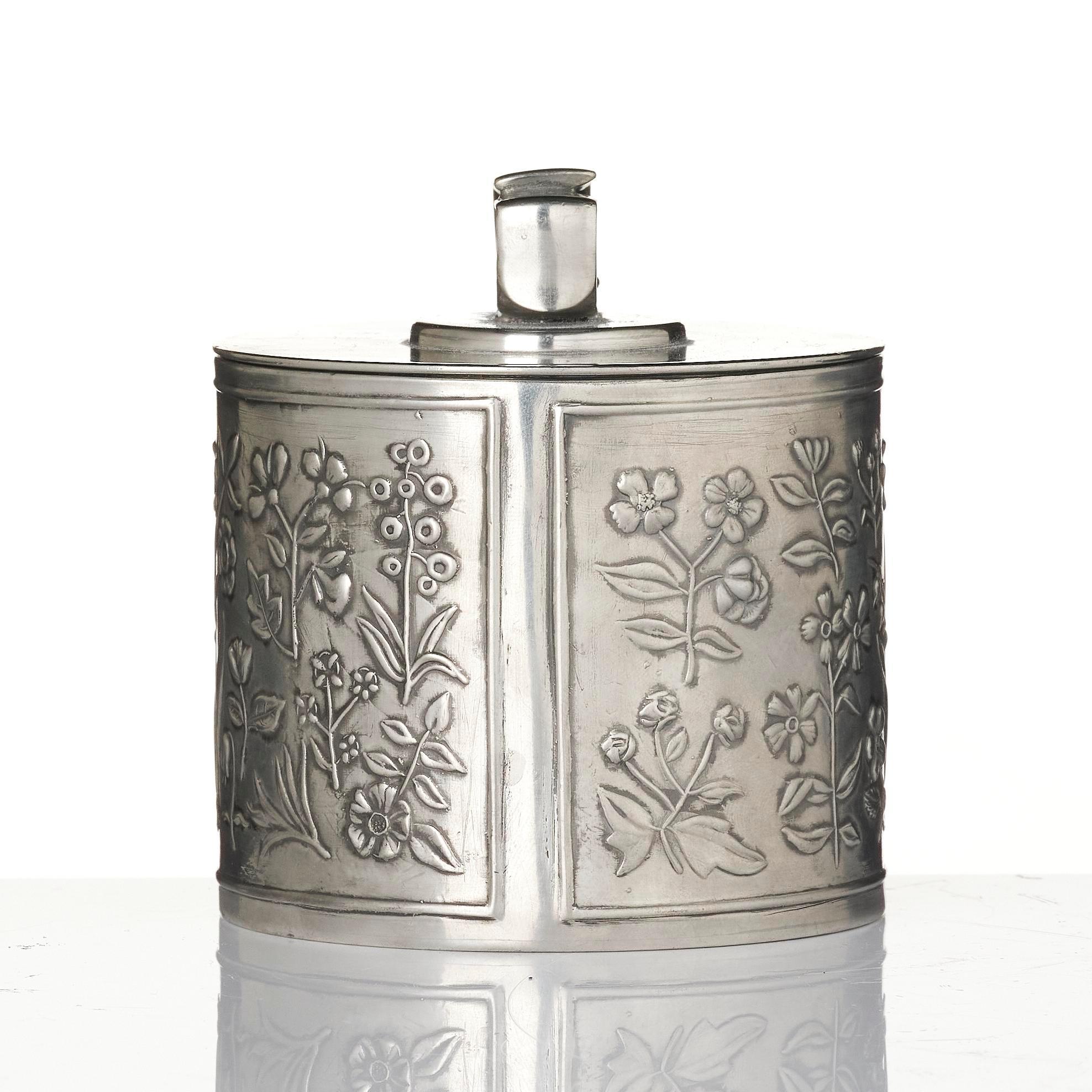 Estrid Ericson, & Firma Svenskt Tenn, a lidded pewter jar, Stockholm, 1975.
